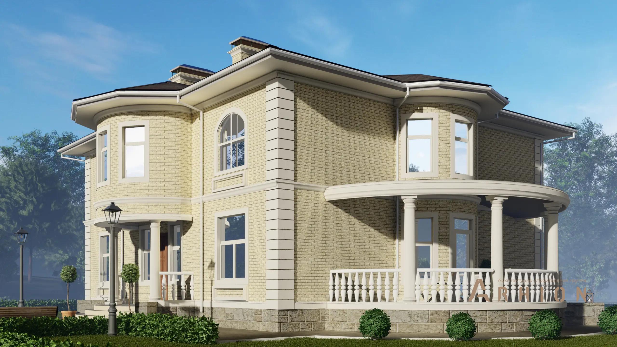 11. Проект двухэтажного дома в современном классическом стиле с четырехскатной, H-1302, площадью - 279 кв c терассой, балконом, эркером